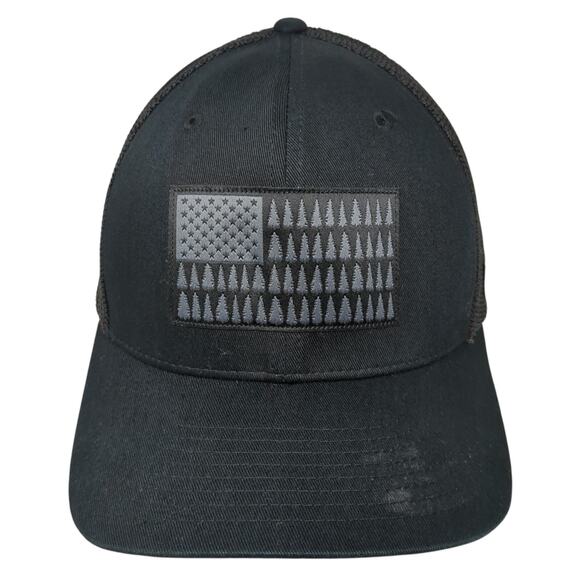 Tree Flag Fitted Mesh Back Trucker Hat Black XL Outdoor Columbia - Picture 1 of 9
